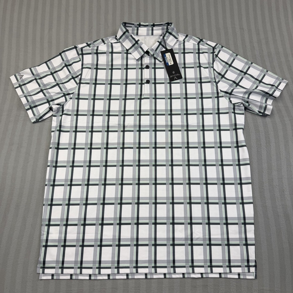 Antigua Elite Men's Size XL Plaid‎ Short Sleeve Golf Polo Shirt NWT